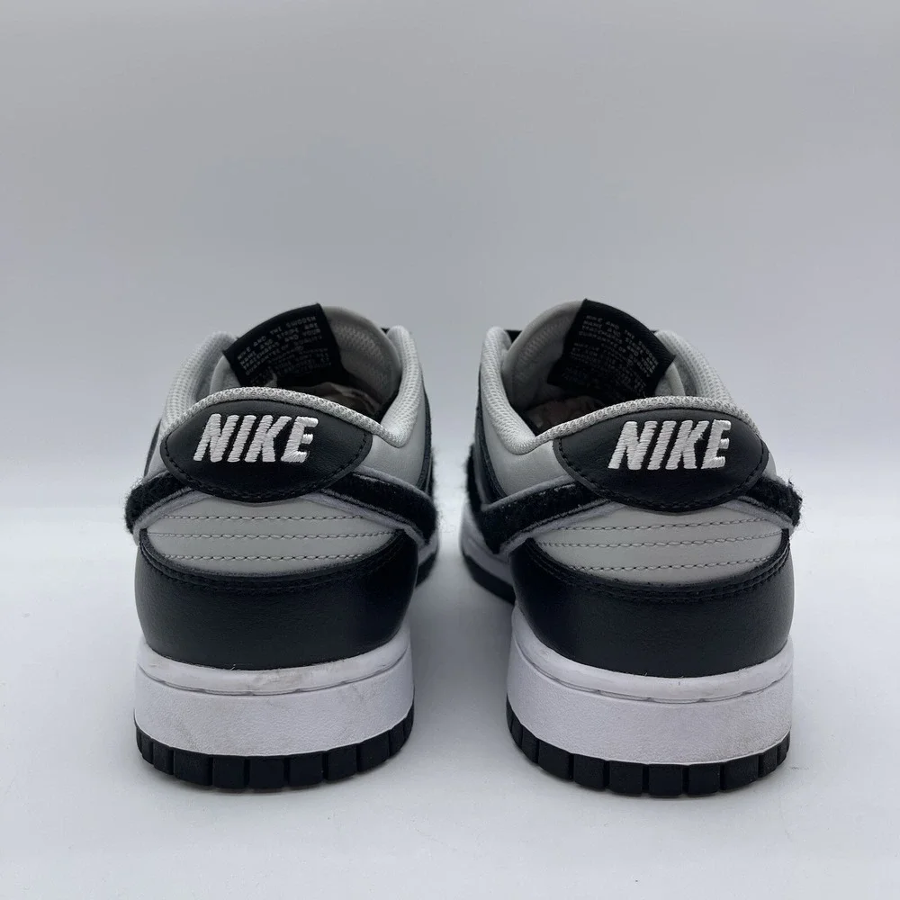 Nike Dunk Low Chenille Swoosh Men's Size 9 Sneakers DQ7683-001 Black Gray White